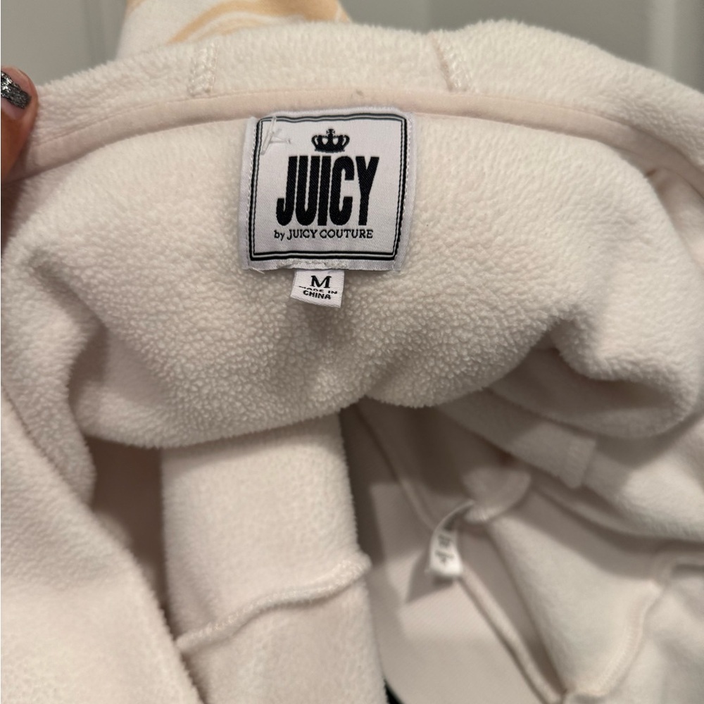 Juicy Couture Women's Tan Beachwood Swirls Zip Up Hoodie Sherpa Sweatshirt M - Picture 10 of 10